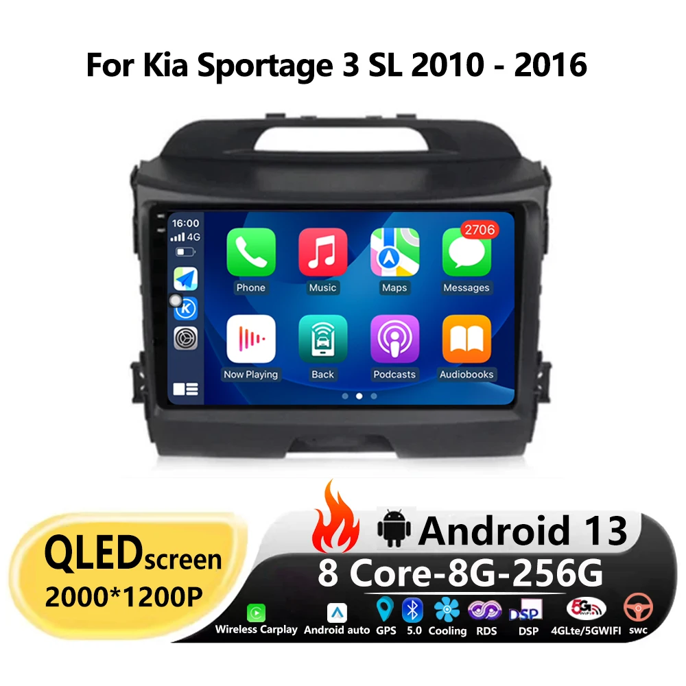 

KJ-NAVI Android 13 For Kia Sportage 3 SL 2010 - 2016 Car Radio Multimedia Video Player Navigation Stereo GPS No 2din 2 din dvd