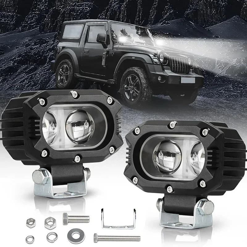 Universal 8-80V 15W Motocycle Spotlight External Headlight High/Low Beam Auxiliary Lights LED Driving Fog Light Accessories