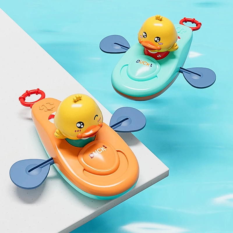 1PC Little Yellow Duck Kayak Toy Swimming Pool Bathroom Toy for Children Funny Bathtub Toys kids Christmas Gifts