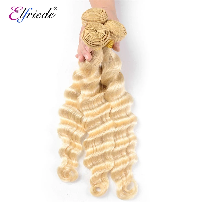 Elfriede #613 Blonde Losse Deep Wave Human Hair Bundels 100% Human Hair Extensions Remy Hair Weaves 3/4 Bundels Human Hair Wefts