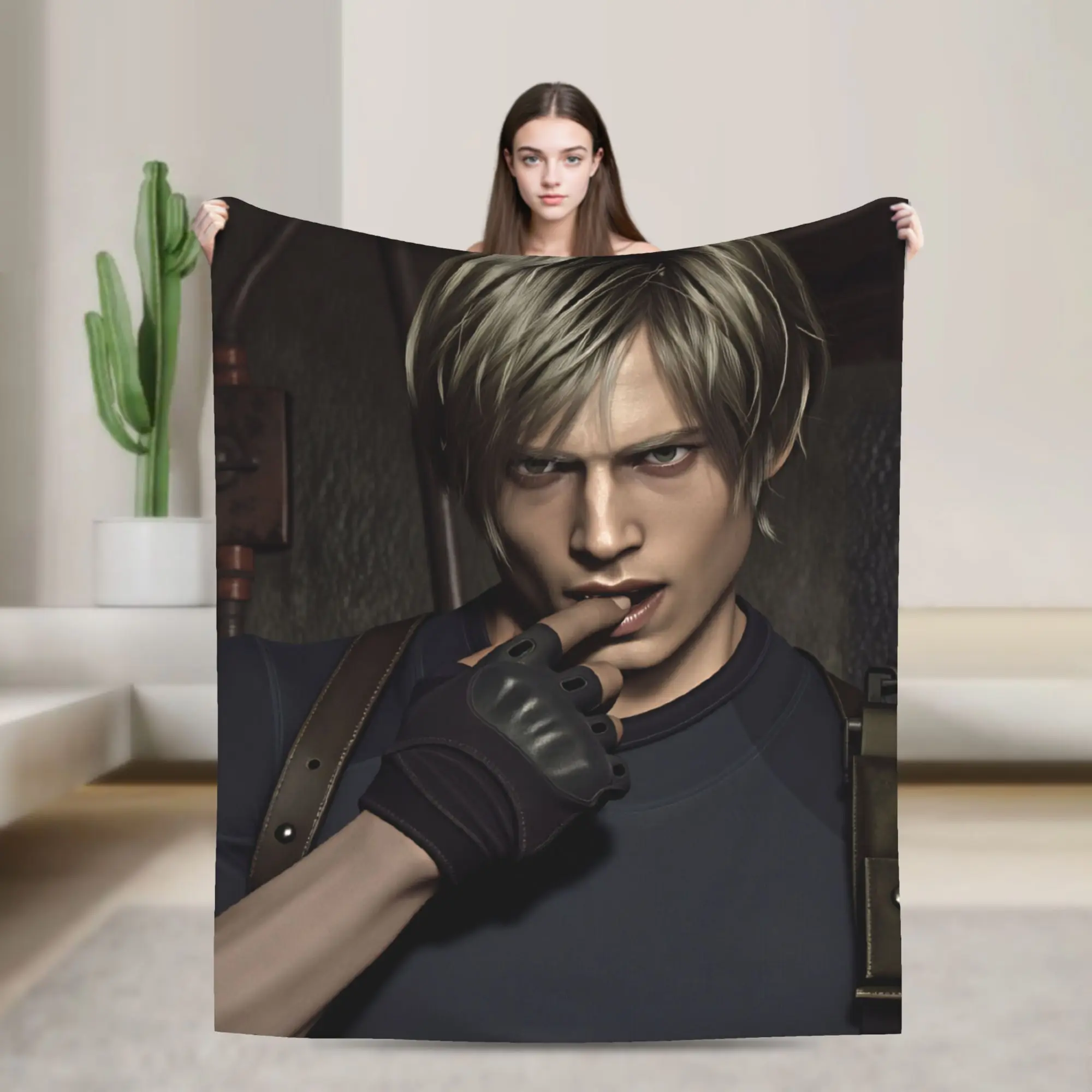 Leon Kennedy Throw Blanket Super Soft Novelty Blanket  For Sofa Home Travel Flannel Bedspread Bed Cover