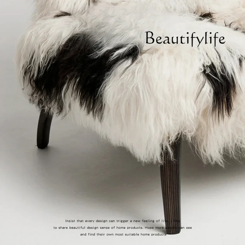 Nova moda nórdica criativa modelo de lã real quarto único sofá hotel sala estar casa cadeira lazer