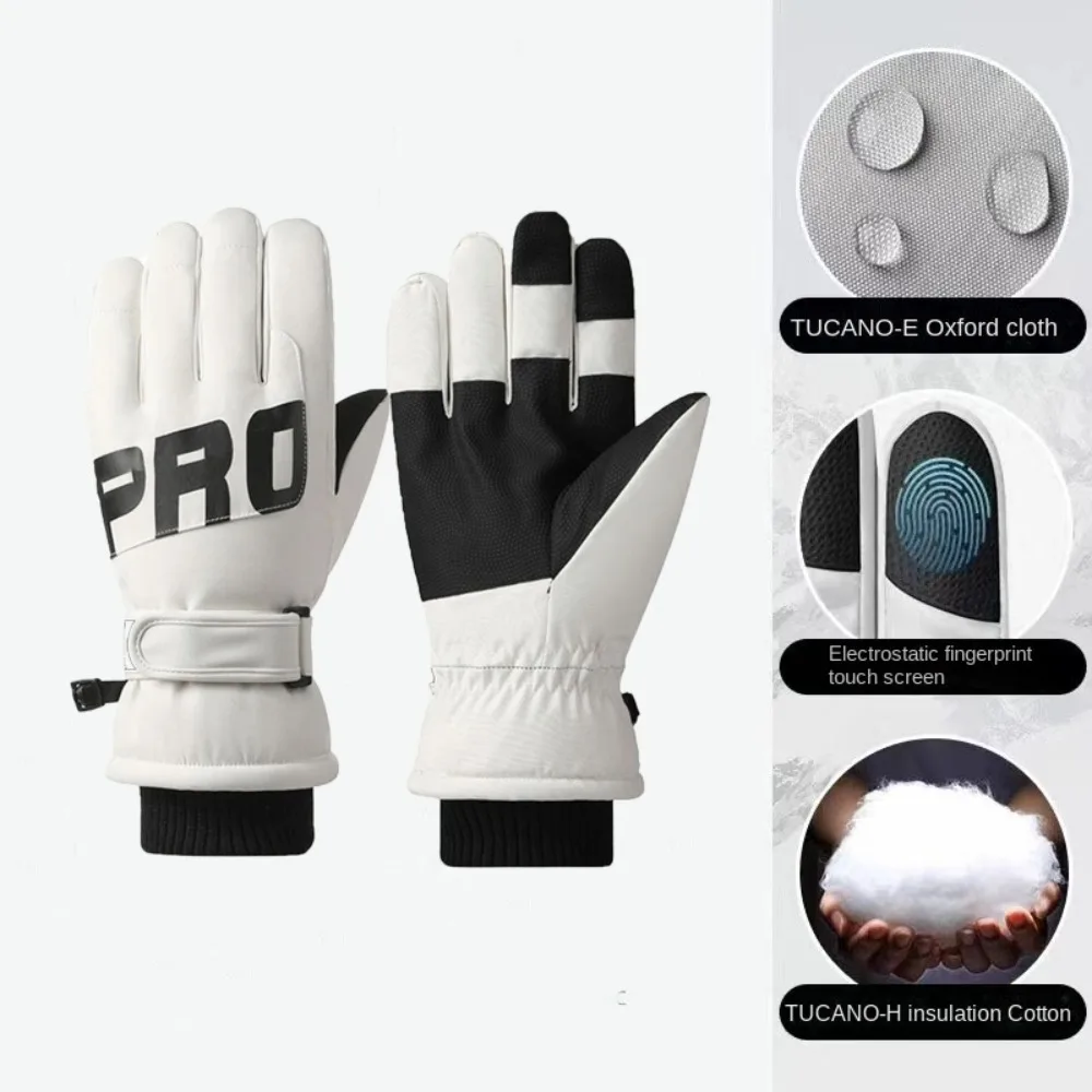 High Quality Touch Screen Ski Gloves Non-slip Waterproof Riding Gloves Polyester Plush Winter Mittens Men And Women