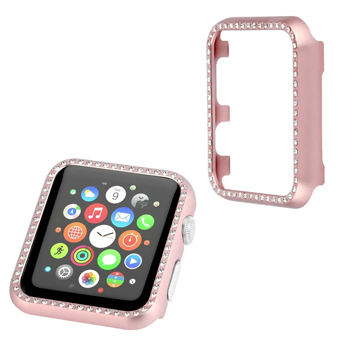 

40mm Aluminium Alloy Metal Shell Watch 4 Protector Rose Gold Durable Anti-Collision Full Coverage Bumper Case Compatible