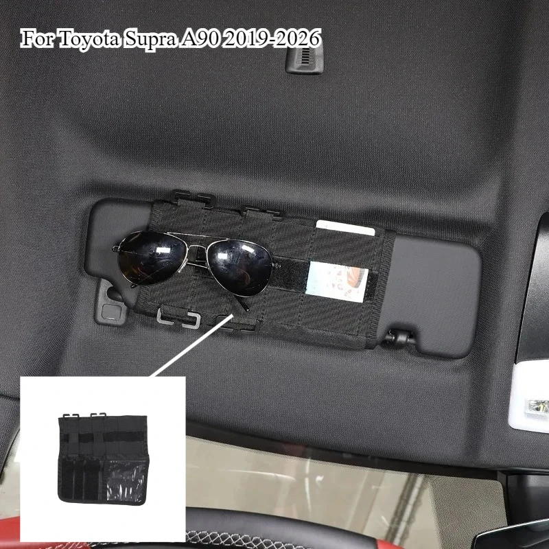 

Oxford cloth For Toyota Supra A90 2019-26 Black Car Sun Visor Organizer Panel Multi-pocket Storage Bag Interior Car Accessories