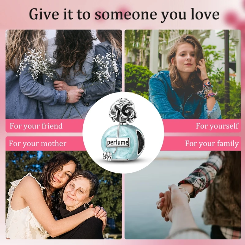 سحر الخرزة 925 الفضة الاسترليني الأزرق الصقيل زجاجة عطر الخرز صالح الإسورة سوار قلادة DIY مجوهرات هدية #5