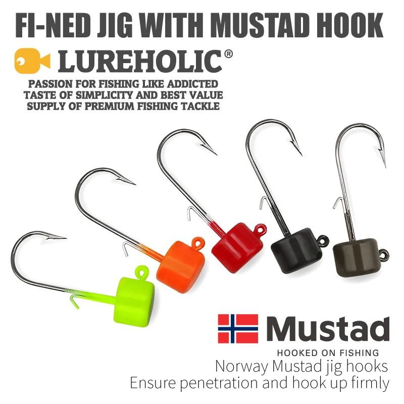 LUREHOLIC Fi - Ned Jig for Lure Jig Head with Mustad Hooks 1.6g 2g 3g 4.8g 5.8g Floating Soft Lure