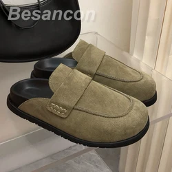 Besancon Classic Women's Slippers Mule Shoes SUEDE GUANGZHOU Luxury High quality Flat sandals Summer Autumn