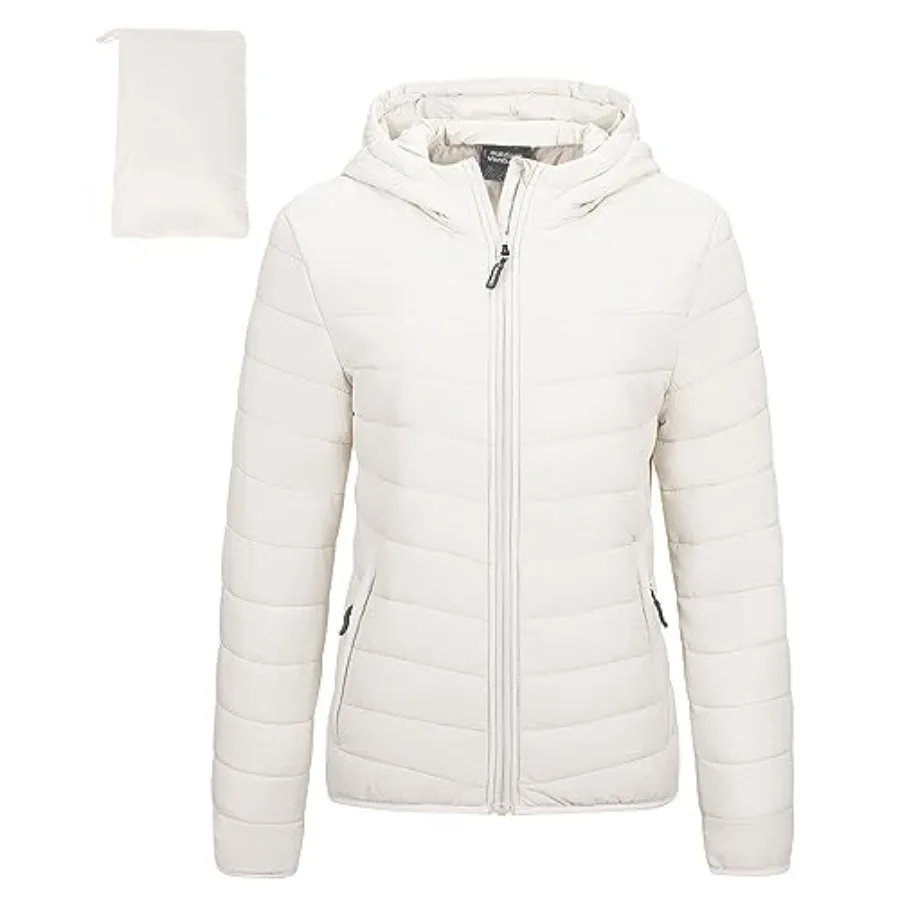 

Women's Packable Lightweight Full-Zip Puffer Jacket with Hood Quilted Winter Coat