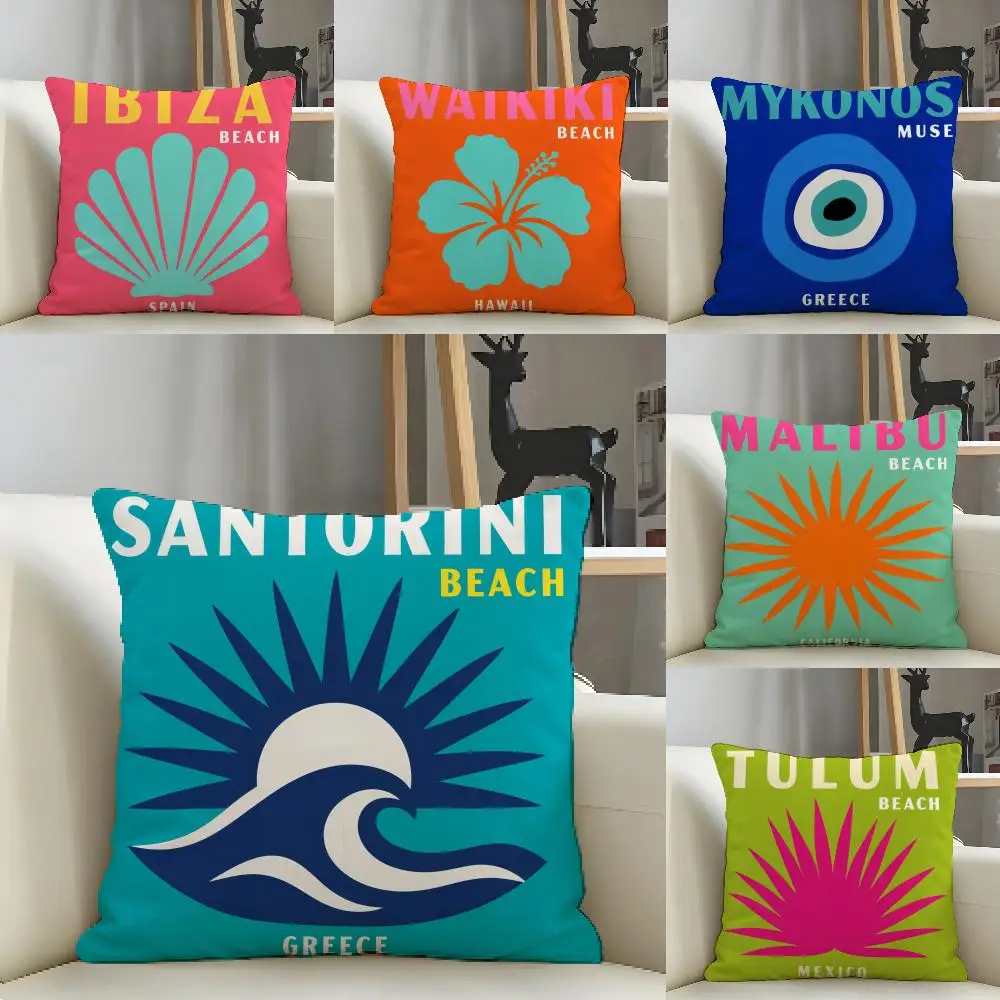 Aesthetic Travel College Style Cushion Cover Natural Linen Pillow Case Organic Fabric Double Sided Print Sofa Home Decor Gift