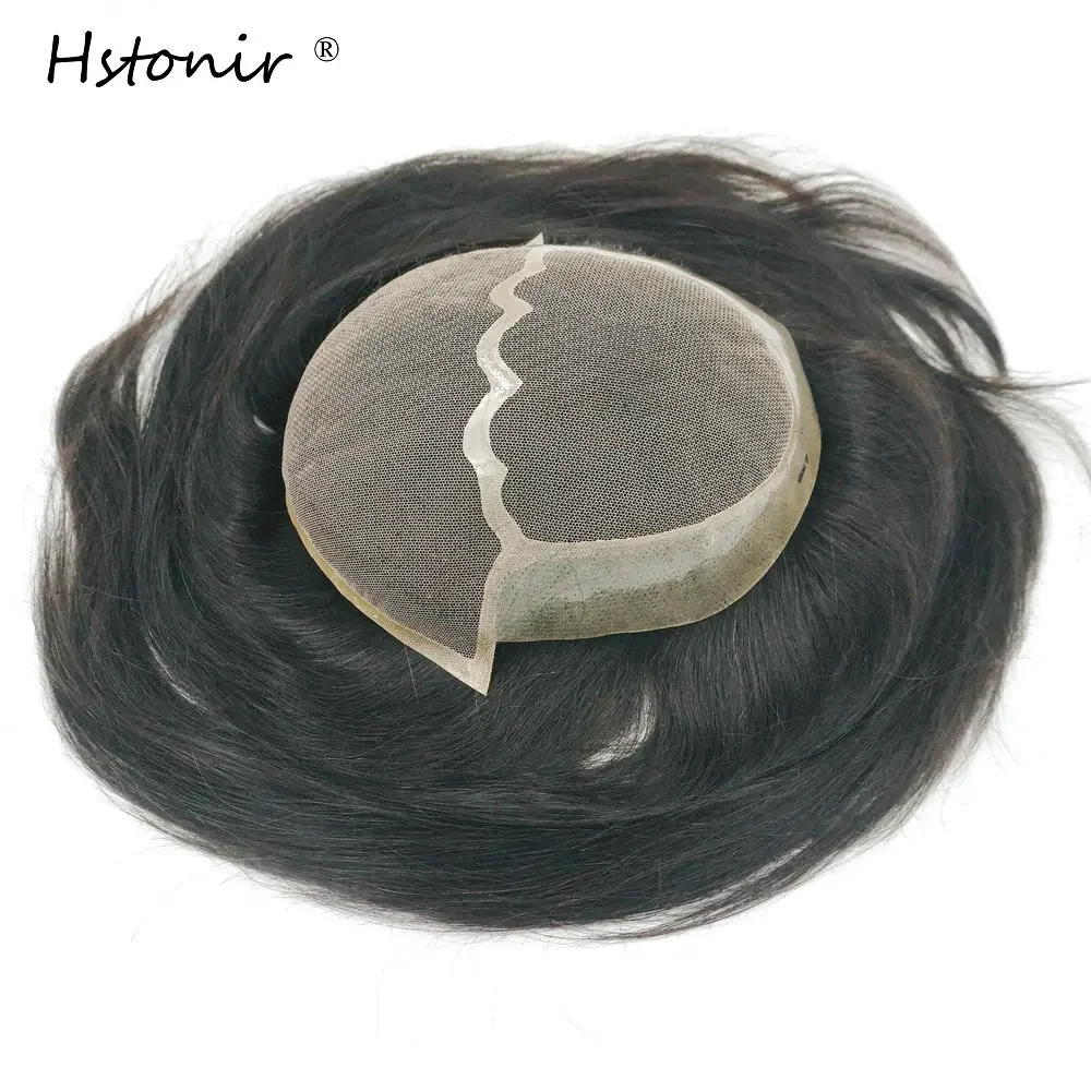 

Hstonir Front Lace Topper Wig Indian Remy Hair Extensions Closure Kippa Pu Back Hairpiece Toupee TP38