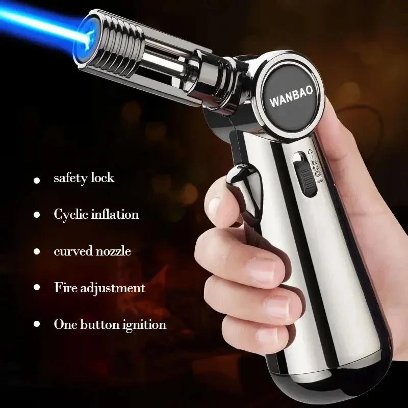 

High Power Metal Butane Gas Lighter Kitchen Barbecue Direct Spray Welding Gun Outdoor Windproof Cigar Moxibustion Igniter Gifts