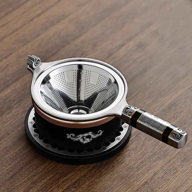 Stainless Steel Tea Strainer with Handle Simple Household Kong Fu Teaware Accessories Metal Tea Strainer Creative Tea Filter Net