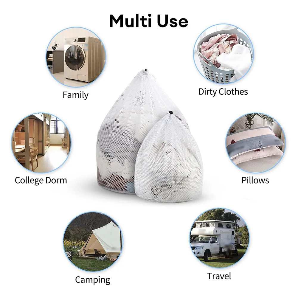 Drawstring Mesh Underwear Laundry Basket Washing Bags Organizer Net Washing Machine Bag Large Capacity Dirty Laundry Bag