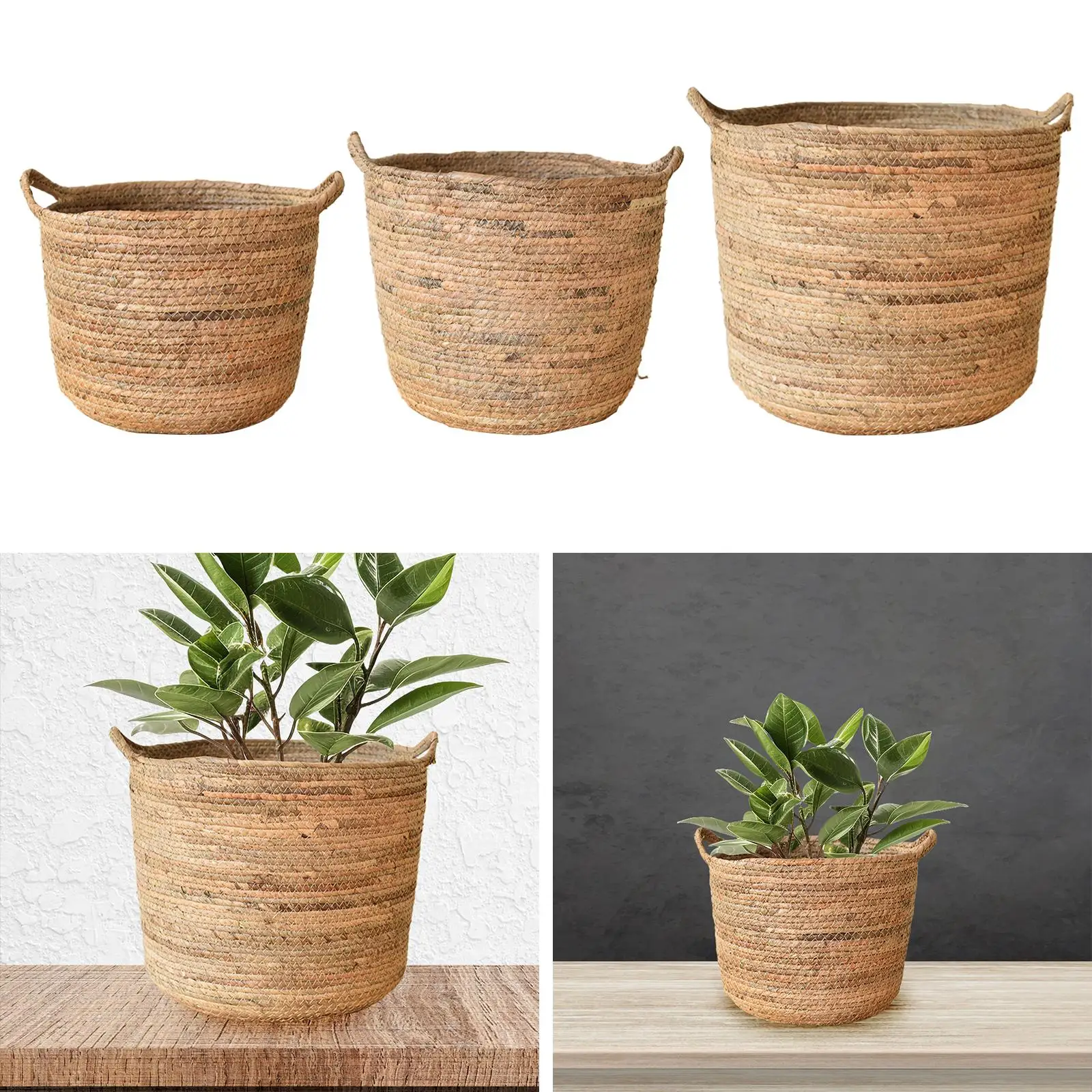 

Woven Plant Basket Large Capacity Planter Basket with Handles Plant Container for Garage Patio Indoor Outdoor Home Garden