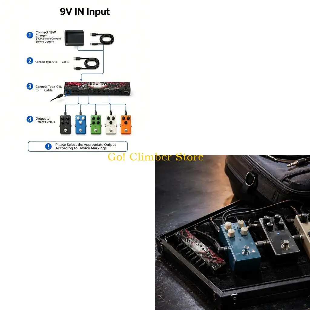Q84C Guitar Effect Pedal Power Supply Set 10Isolated D C Output for 9V Effect Pedals