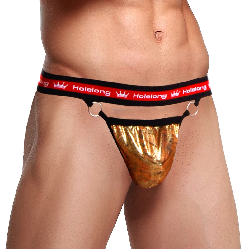 

Men's Sexy Thong Buckle Hollow-out Single-Section T-Shaped Panties Bronzing Printed Domineering Tiger Pattern Personalized Short