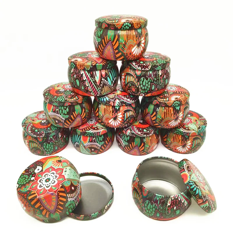 

120pcs 4.4oz Vintage Metal Candle Jar Vessel With Lid Handmade Candles Making Container Mini Tins Christmas Gift Box