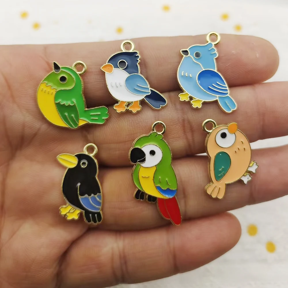 10pcs Bird Charm Jewelry Accessories Diy Making Enamel Necklace Earring Pendant Keychain Charms Metal Gold Plated