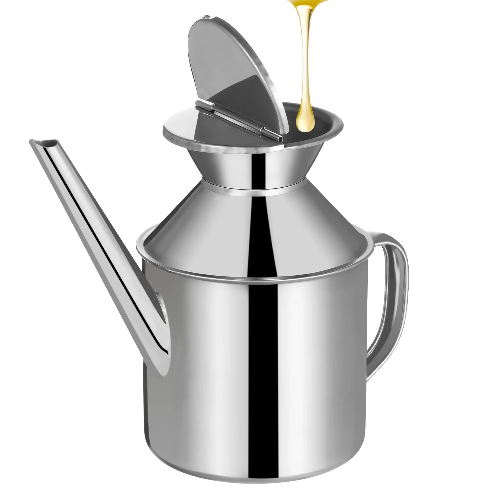 

1pcs 200Ml Stainless Steel Dispenser Bottle Long Spout Refillable Kitchen Container For Olive Oil Vinegar Sauce Storage