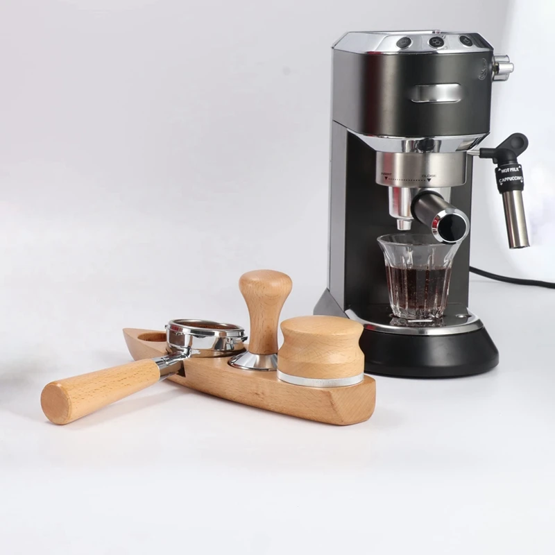 Coffee Powder Seat Solid Wood Boat Handle Support Rack Powder Press Base For Coffee Accessories