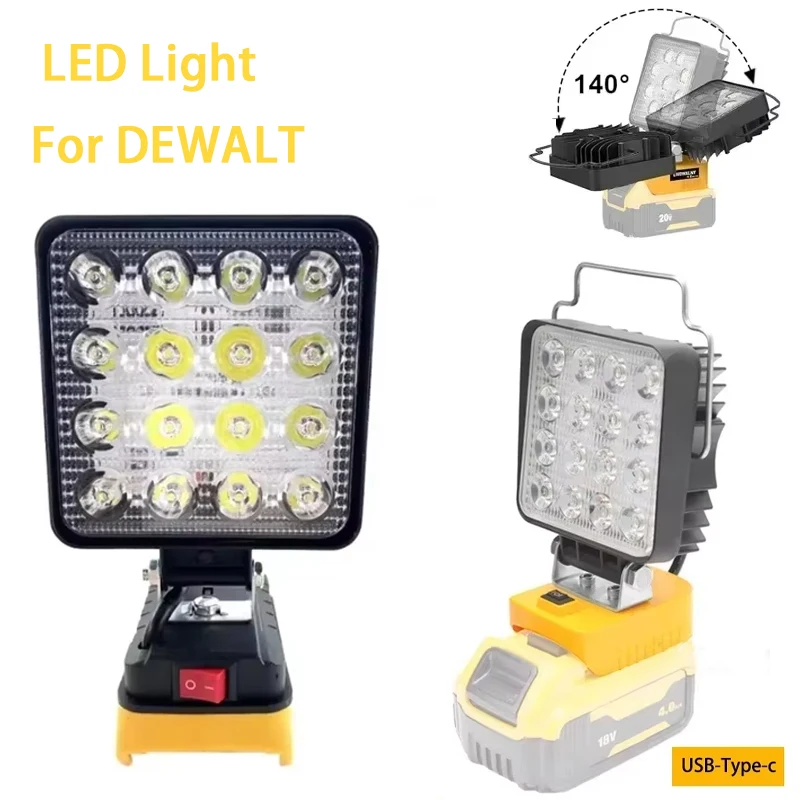 

For Dewalt 18V 20V Lithium Battery Cordless LED work lights Outdoor Lighting Work Lamp Camping Emergency Flood Light Flashlight
