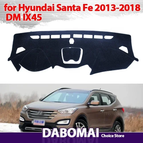 Cubierta de salpicadero de alta calidad, alfombrilla para tablero, alfombrilla, cojín parasol, accesorios de visera para Hyundai Santa Fe 2013-2018 DM IX45