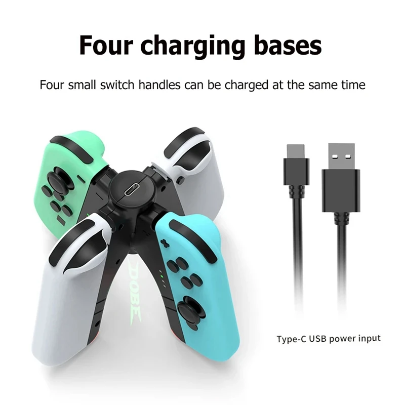 Pegangan Pengisi Daya Pengontrol Game 4-In-1 Harian untuk Pengisi Daya Pengontrol OLED Nintendo Switch/Switch Joycon Menangani Dok Pengisi Daya