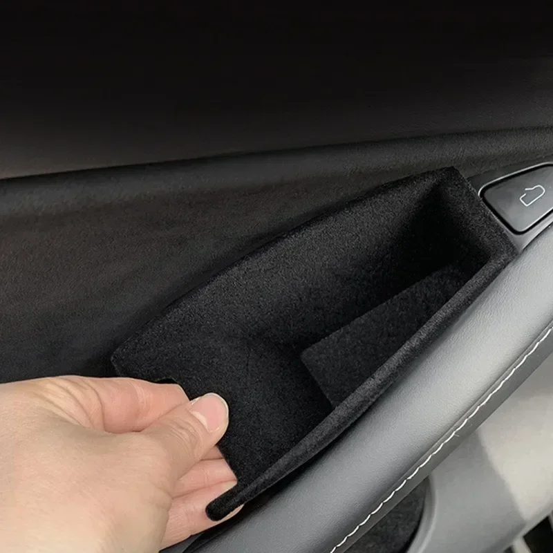 Door Handle Storage Box for Tesla Model 3 Y Front Rear Door Handle Armrest Organizer Box Flocked ABS Car Interior Accessories