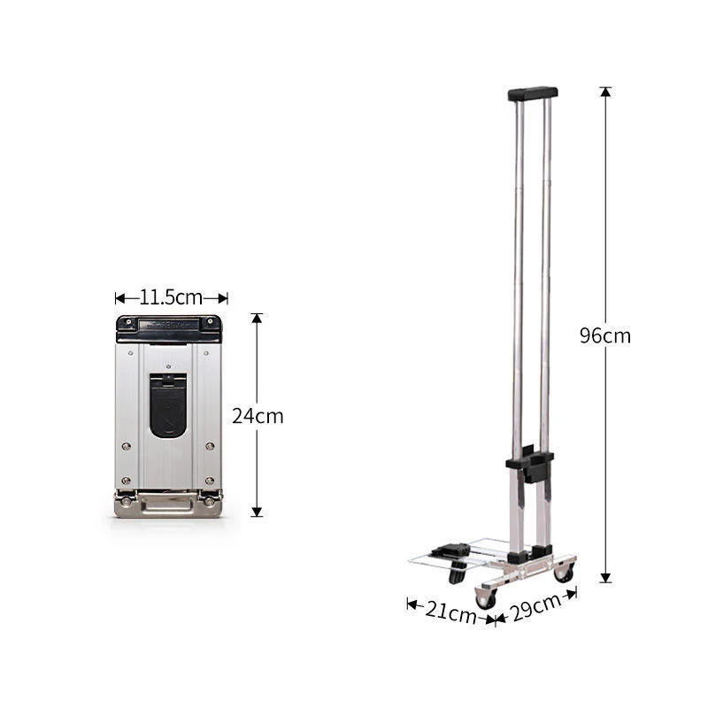 Folding Luggage Cart Portable Travel Trailer Aluminum Alloy Household Car Luggage Cart Shopping Trolley Trunk Trailer