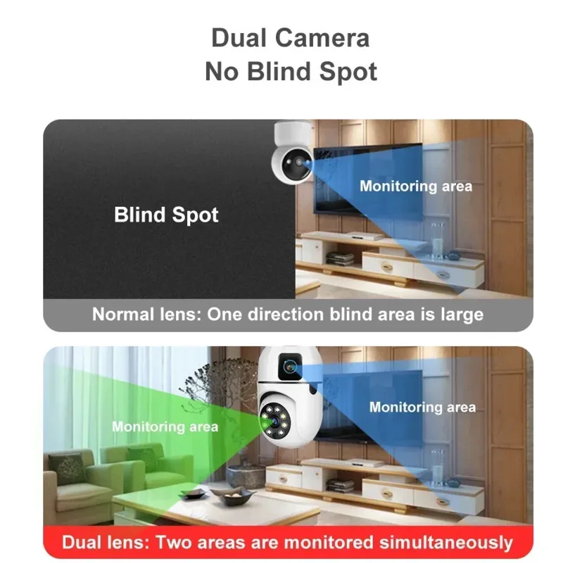 Glühbirne WIFI Kamera 8X Zoom Dual Objektiv Indoor Überwachung Menschen Tracking Drahtlose Zwei-wege Audio Kameras Farbe Nachtsicht