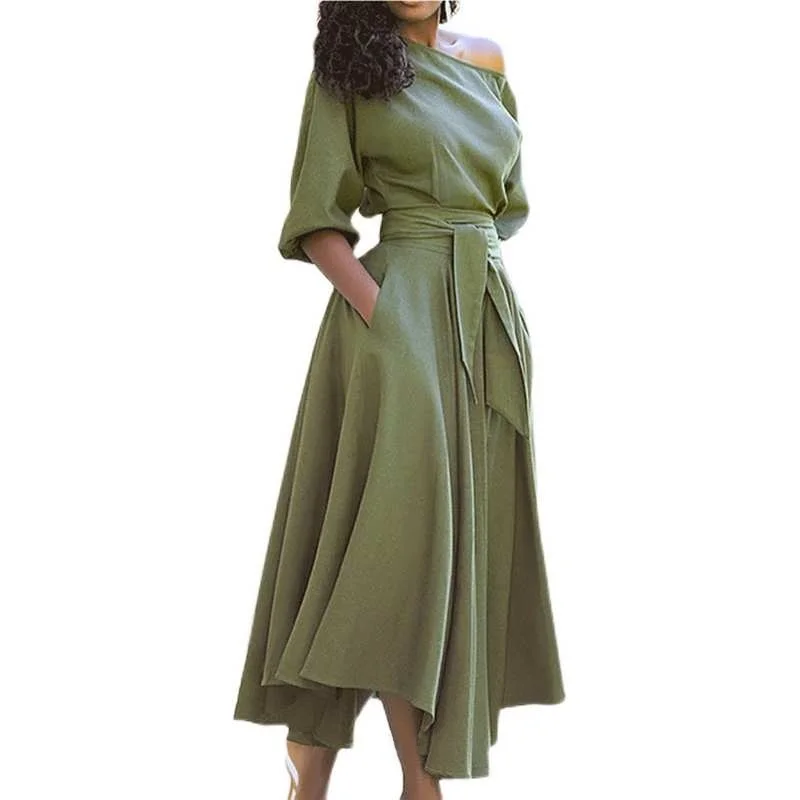 Grande taille Faion Dr femmes Midi Dres jupes sexy rue Sle imprimé enveloppement poitrine lanterne Sve moyen Thiened été...