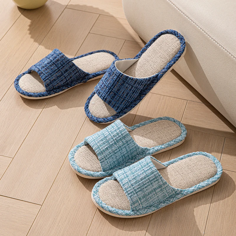 شبشب كتان للفصول الأربعة للنساء للاستخدام الداخلي والمنزل غير قابل للانزلاق ونعل ناعم صامت ماص للعرق ومزيل العرق للمنزل #5