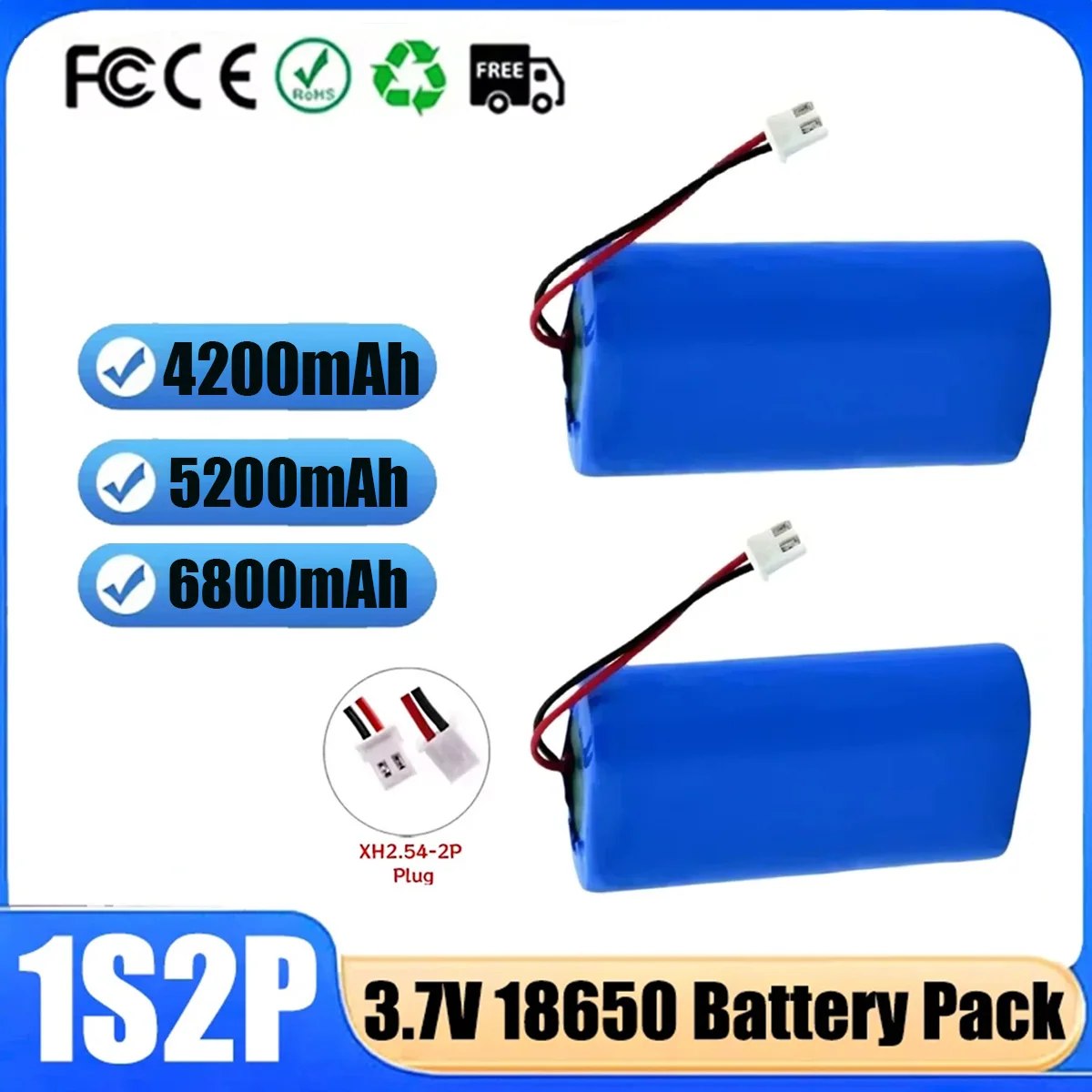 

18650 3,7V6.8Ah paquetes battery recargables litio para herramienta eléctrica luz LEDequipo seguridad de juguete Bluetooth
