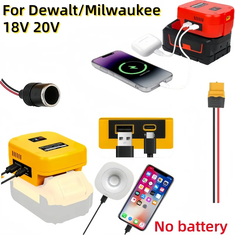 

Новый адаптер аккумулятора Power Wheels, совместимый с преобразователем мощности Dewalt/Milwaukee от 18 В/20 В до 12 В с USB и портом Type-C, XT60