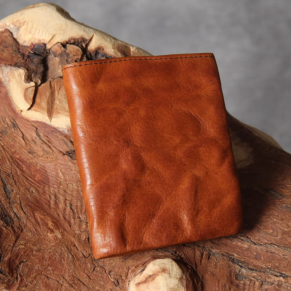 S.WORKER Vollnarbiges Rindsleder-Portemonnaie Vintage Slim Bifold Geldbörse für Herren Business – Detail 11