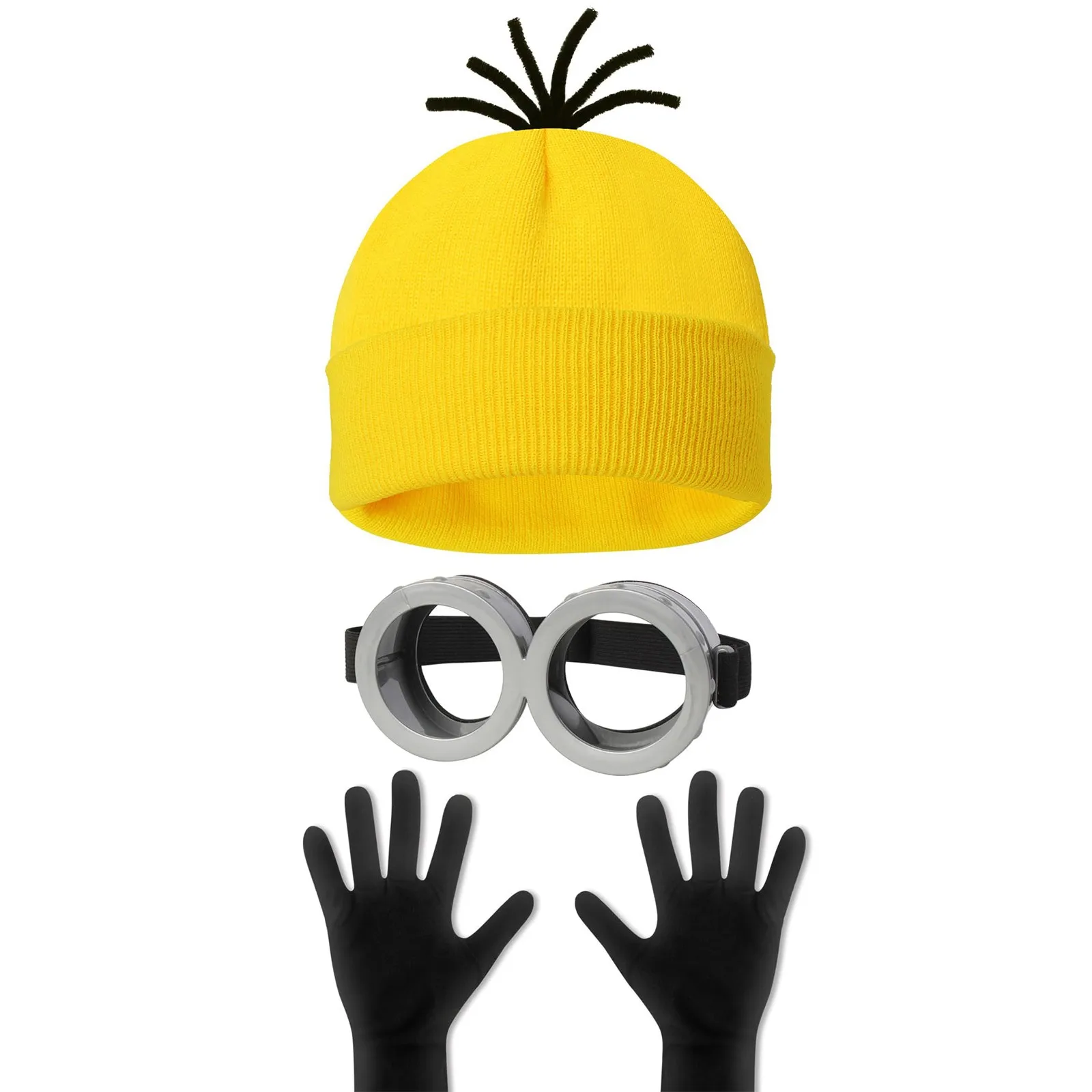 

Halloween Cosplay Costumes Yellow Knitted Hat Gloves Cos Suit Props Party Show Parent-Child Gift Novelty Glasses 3pcs