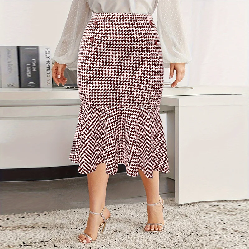 Women Skirt Sexy Wrap Buttocks Skirts Slim Ankle Length Button Fly High Waist Vestidos Dot Slim Fit Spliced Dress Skinny