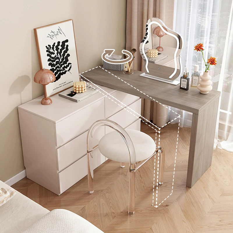 Bedroom Mirror Dressers Makeup Desk Console White Coffee Mobile Dressers Storage Bedside Penteadeira Para Quarto Room Furniture