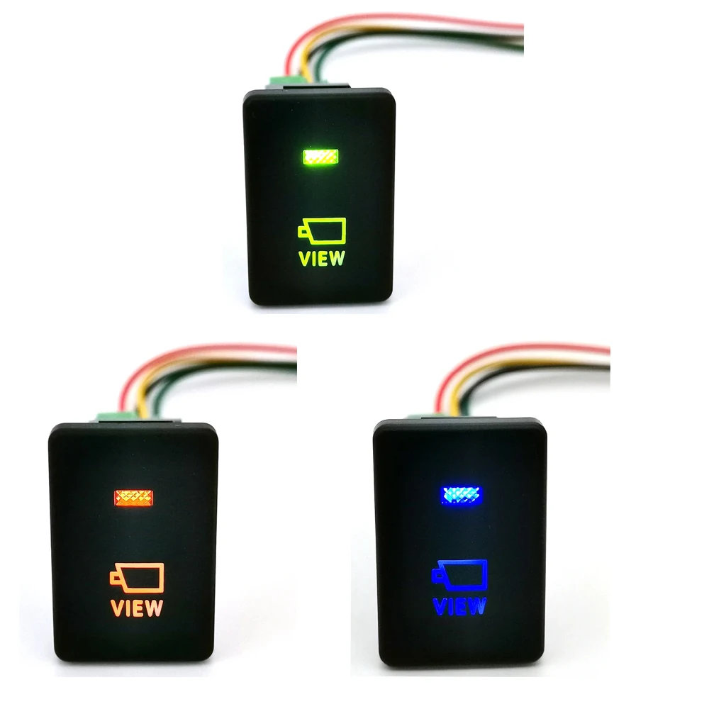 

1 шт., подходит для Toyota Camry Prius Corolla PRADO RAV4, оранжевый/зеленый/синий светодиодный светильник, модифицированная кнопка переключения вида автомобиля с кабелем