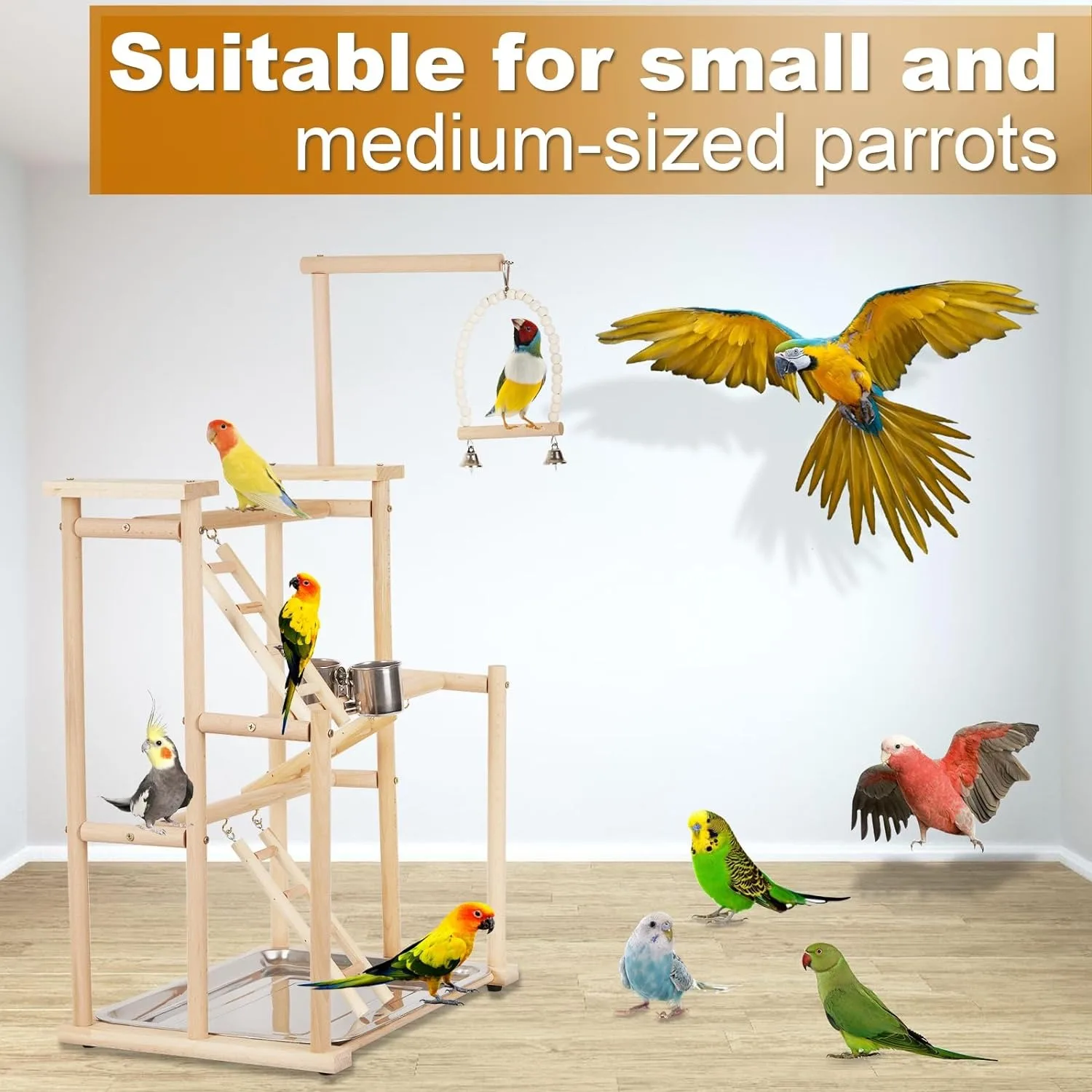 Parrot Bird Playground 3 Layer Bird Cage Accessories Parakeet Bird Play Stand for Budgerigar Finch Conures Parakeet Small Birds