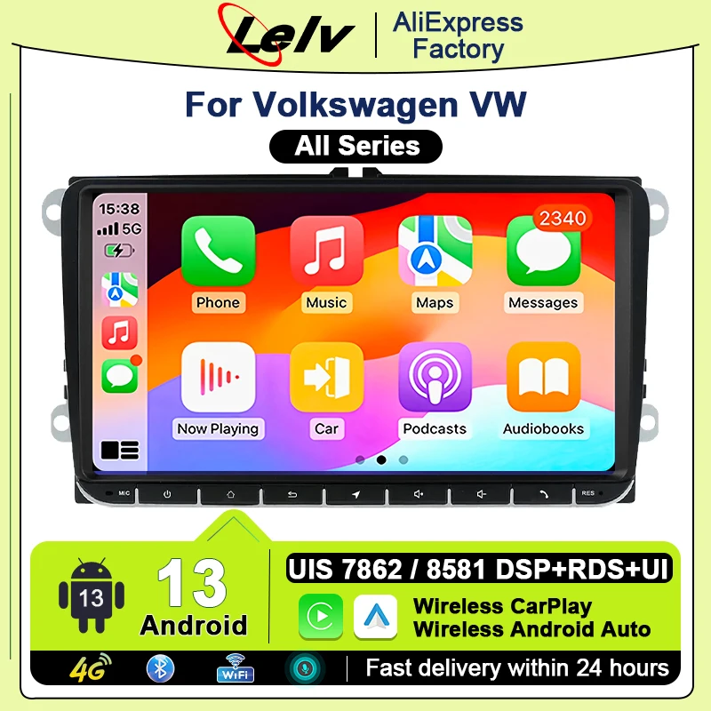 

Lelv 9" Radio 2din Android13 Auto Carplay Car Multimedia Player for VW Volkswagen Golf Polo Tiguan Passat B7 B6 SEAT Leon 4G RDS