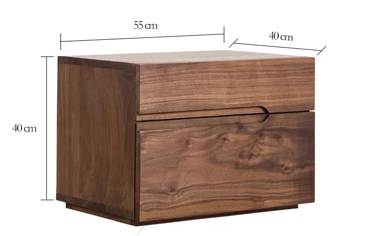 Noz preta toda a mesa de cabeceira de madeira maciça moderno simples pequeno apartamento armário de madeira de cerejeira armário lateral de carvalho branco