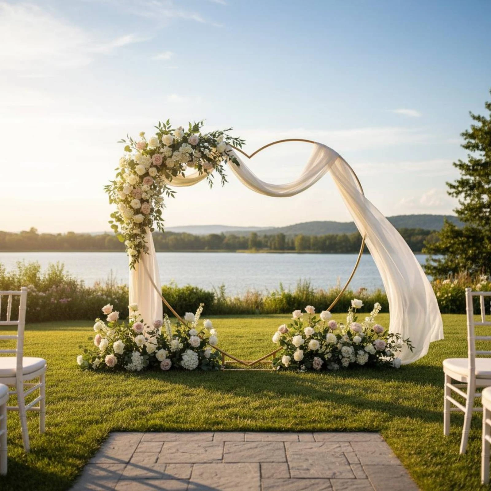 Heart-Shaped Arch Frame Painted Finish Metal Heart Arch Event Decor Welded Look Romantic for Weddings