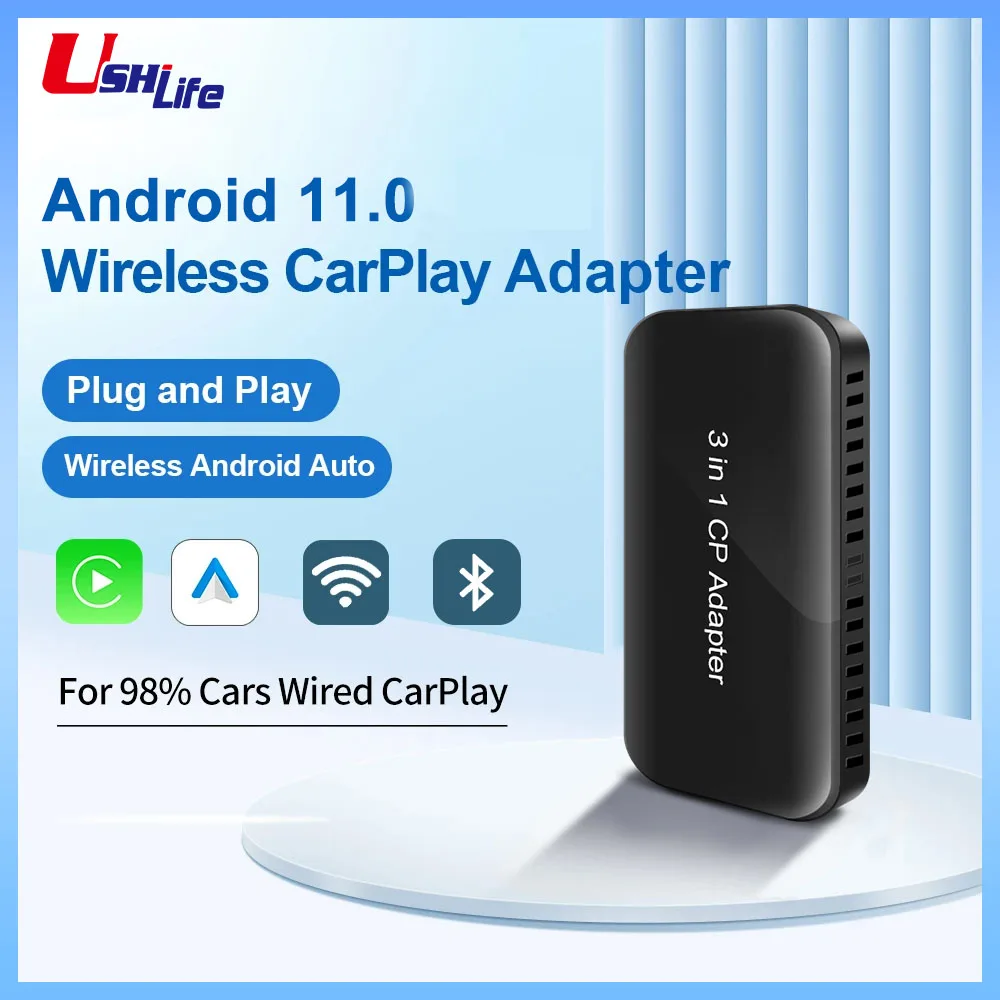 Wireless CarPlay Dongle Android Auto 3 in 1 adattatore Wireless per Volkswagen Audi Opel Lexus Chevrolet Honda Renault MG 98% Cars