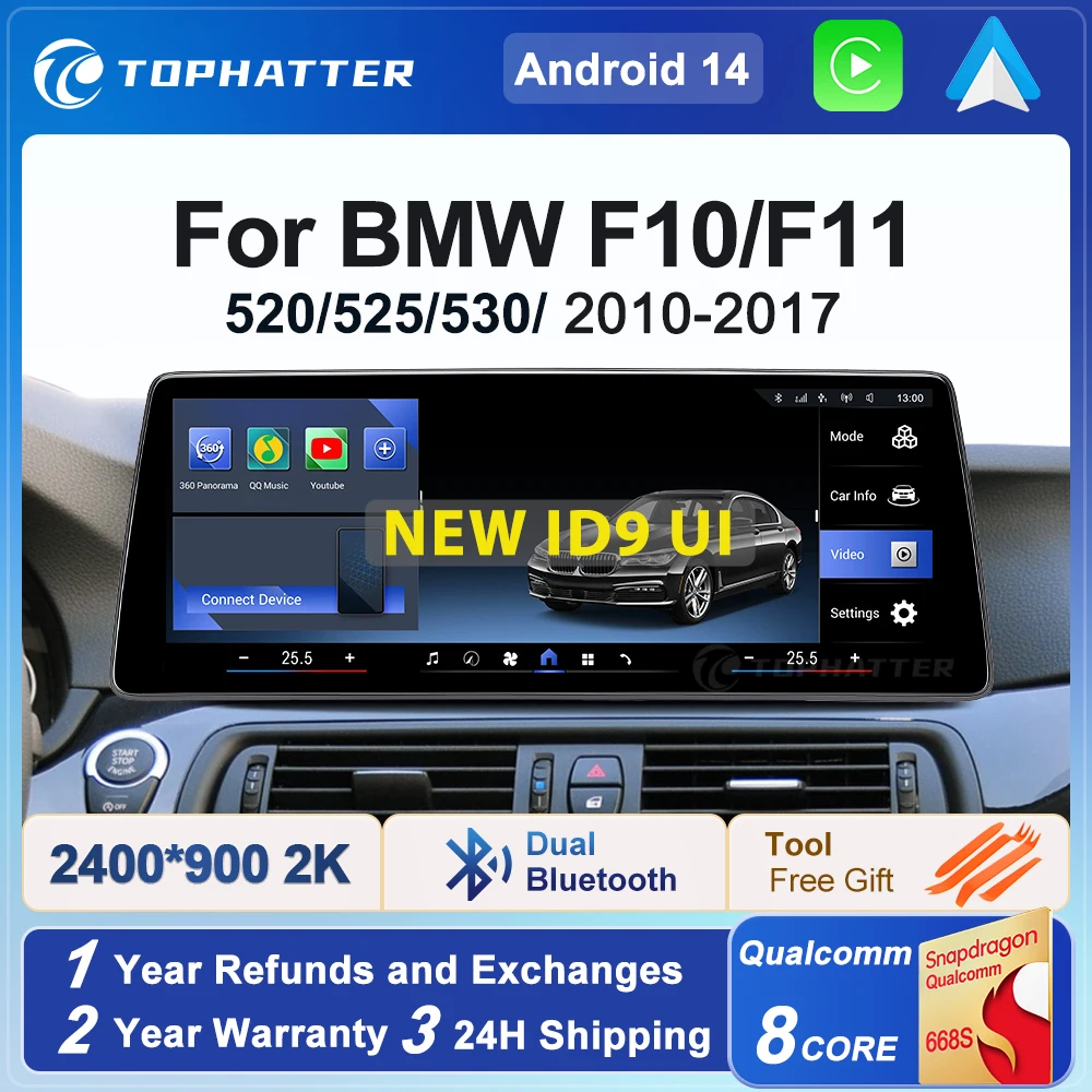 

Android 14 F10 F11 12.3 2K 2.5D Car Radio For BMW 5 Series CarPlay Android Auto Multimedia Player Navi Display 360 Head Unit