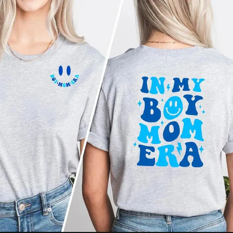 In My Boy Mom Era Letter Printed Top Summer New Women Sleeve Fashion Cotton T-shirt New Loose Y2K Top Couple Personality T-Shirt