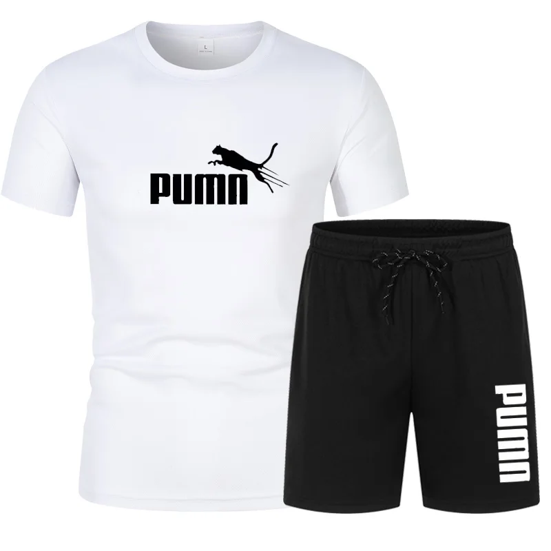 

Summer Fashion Trendy Casual Sports Two Piece Set Youth Men's Short sleeved T-shirt+Shorts Set sports suit