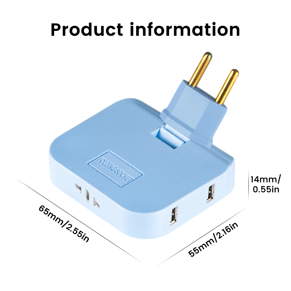 3 in 1 EU Plug to US/EU Universal Plug Dual USB Port Foldable Hidden Outlet USB 5V 2A Portable Rapid Charger