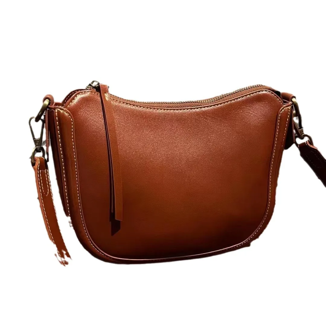 Leather Women\'s Leather Armpit Layer Cowhide Vintage Cross Body Crossbody Shoulder Bag Leather Shell Purses And Handbags